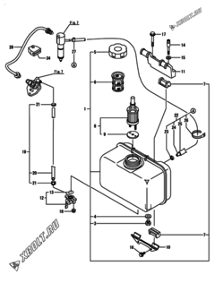  Двигатель Yanmar L100N2CA1T1AA, узел -  Топливный бак и топливопровод 