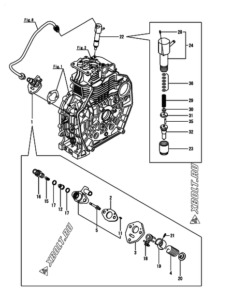  Топливный насос высокого давления (ТНВД) и форсунка двигателя Yanmar L70N5EA1C1AAS1