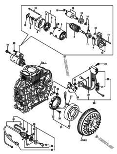 Двигатель Yanmar L70N5EA1C1AAS1, узел -  Стартер и генератор 