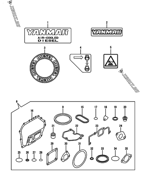  Инструменты, шильды и комплект прокладок двигателя Yanmar L100N5EJ1C1HASM