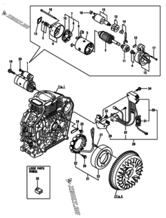 Двигатель Yanmar L100N5EL2C9HASM, узел -  Стартер и генератор 