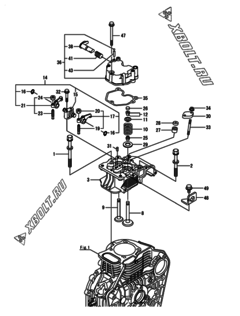  Двигатель Yanmar L100N5EJ1C1HAS1, узел -  Головка блока цилиндров (ГБЦ) 