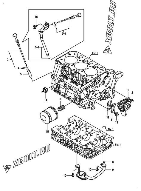  Система смазки двигателя Yanmar 3TNM68-ALH