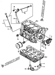  Двигатель Yanmar 3TNM68-ALH, узел -  Система смазки 