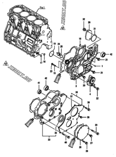  Двигатель Yanmar 4TNV98-PLYS, узел -  Корпус редуктора 