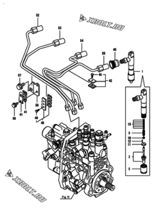  Двигатель Yanmar 4TNV98-PLYS, узел -  Форсунка 