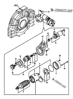  Двигатель Yanmar 4TNV98-PLYS, узел -  Стартер 