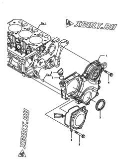  Двигатель Yanmar 3TNM68-AFS, узел -  Корпус редуктора 