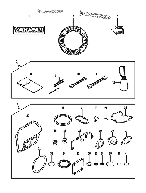 Инструменты, шильды и комплект прокладок двигателя Yanmar L100V5-GEHC