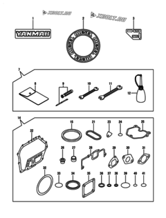  Двигатель Yanmar L100V5-GEHC, узел -  Инструменты, шильды и комплект прокладок 