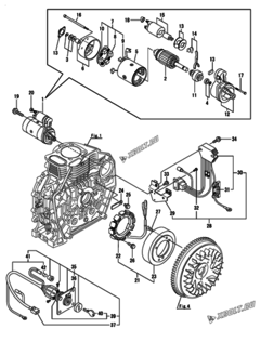  Двигатель Yanmar L70N5-METMYI, узел -  Стартер и генератор 