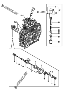  Двигатель Yanmar L70N5-GTMAYI, узел -  Топливный насос высокого давления (ТНВД) и форсунка 