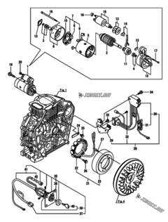  Двигатель Yanmar L70N5-GETMAYI, узел -  Стартер и генератор 