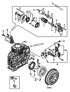  Двигатель Yanmar L70N5CK8R9CAKA, узел -  Стартер и генератор 
