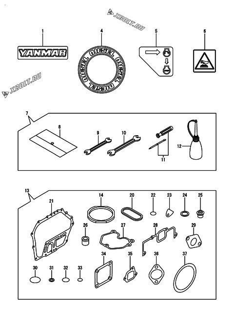 Инструменты, шильды и комплект прокладок двигателя Yanmar L70N5EA1C1HAIN
