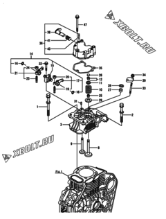  Двигатель Yanmar L100N5CL8T9CAKA, узел -  Головка блока цилиндров (ГБЦ) 