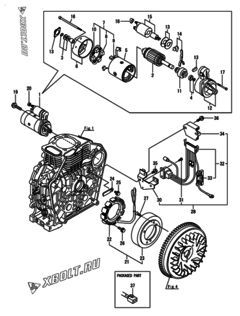  Двигатель Yanmar L100N5CL8T9CAKA, узел -  Стартер и генератор 
