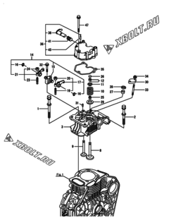  Двигатель Yanmar L100N5EA1C1HAIN, узел -  Головка блока цилиндров (ГБЦ) 