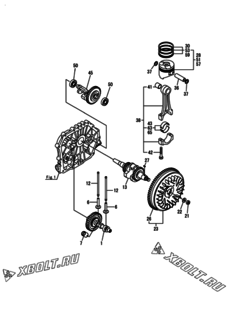  Двигатель Yanmar L100N5EA1C1HAIN, узел -  Коленвал, поршень и распредвал 