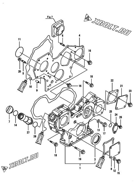  Корпус редуктора двигателя Yanmar 4TNV84T-BMKTF