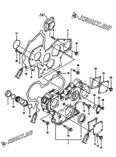  Двигатель Yanmar 4TNV84T-BMKTF, узел -  Корпус редуктора 