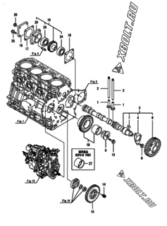  Двигатель Yanmar 4TNV84T-BMKTF, узел -  Распредвал и приводная шестерня 