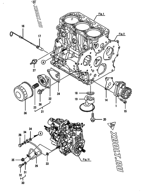  Система смазки двигателя Yanmar 3TNV88-BPAMM