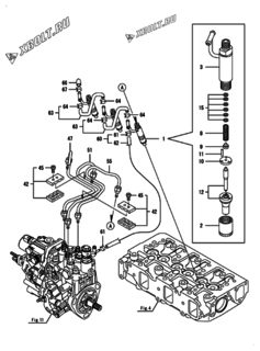  Двигатель Yanmar 3TNV88-BPAMM, узел -  Форсунка 