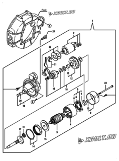  Двигатель Yanmar 3TNV88-BPAMM, узел -  Стартер 