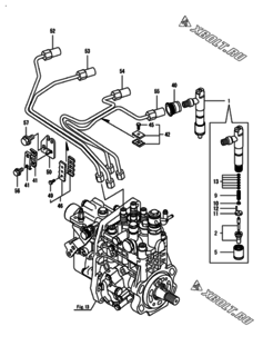  Двигатель Yanmar 4TNV98T-GPGEC, узел -  Форсунка 