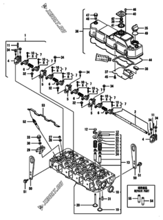  Двигатель Yanmar 4TNV88-BPAMM, узел -  Головка блока цилиндров (ГБЦ) 