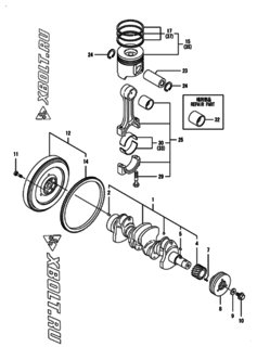  Двигатель Yanmar 4TNV88-BPAMM, узел -  Коленвал и поршень 