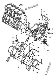  Двигатель Yanmar 4TNV98-ZNCR2L, узел -  Корпус редуктора 