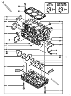  Двигатель Yanmar 3TNM72-HWG, узел -  Блок цилиндров 