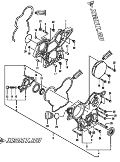  Двигатель Yanmar 3TNV70-XZN, узел -  Корпус редуктора 