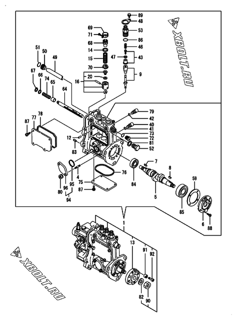  Топливный насос высокого давления (ТНВД) двигателя Yanmar 3TNV76-XZN