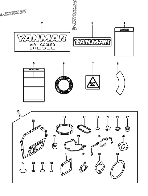  Инструменты, шильды и комплект прокладок двигателя Yanmar L70N5AJ8T2AAWK