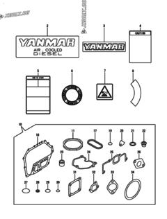  Двигатель Yanmar L70N5AJ8T2AAWK, узел -  Инструменты, шильды и комплект прокладок 