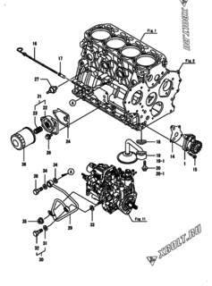  Двигатель Yanmar 4TNV88-BGPGEC, узел -  Система смазки 