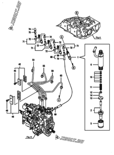  Двигатель Yanmar 4TNV88-BGPGEC, узел -  Форсунка 