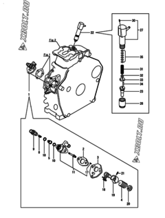  Двигатель Yanmar L48N5EF1C1EAAR, узел -  Топливный насос высокого давления (ТНВД) и форсунка 