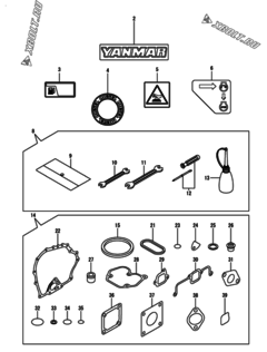  Двигатель Yanmar L48N5EF1C1EAAR, узел -  Инструменты, шильды и комплект прокладок 