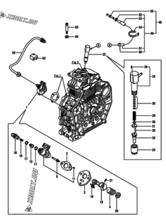  Двигатель Yanmar L70N5EA1C1EAAR, узел -  Топливный насос высокого давления (ТНВД) и форсунка 