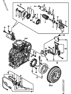  Двигатель Yanmar L70N5EA1C1EAAR, узел -  Стартер и генератор 