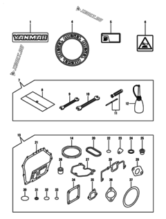  Двигатель Yanmar L70N5EA1C1EAAR, узел -  Инструменты, шильды и комплект прокладок 