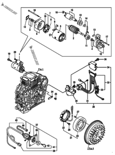  Двигатель Yanmar L70N5EA1C1JAEP, узел -  Стартер и генератор 