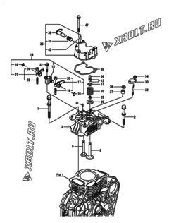  Двигатель Yanmar L100N5EA1C1JAS1, узел -  Головка блока цилиндров (ГБЦ) 