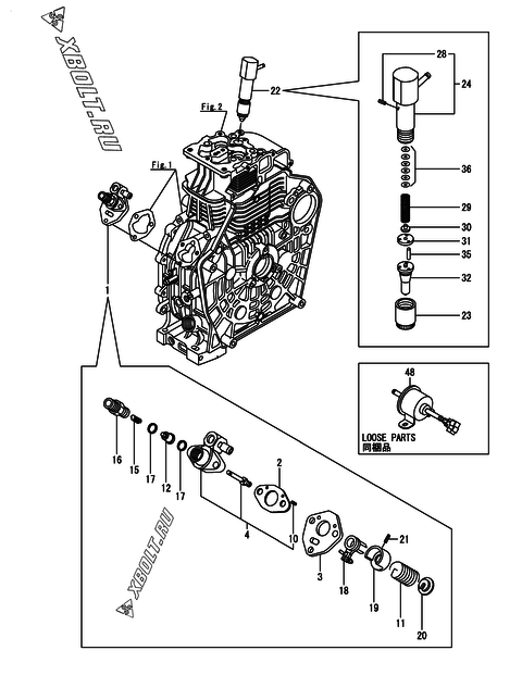  Топливный насос высокого давления (ТНВД) и форсунка двигателя Yanmar L100N5EB1C9HAEP