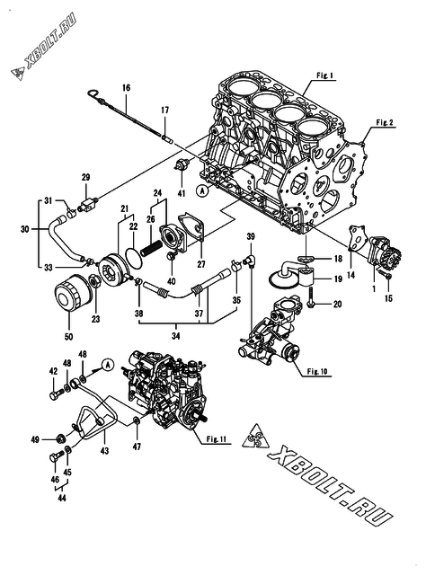  Система смазки двигателя Yanmar 4TNV88-BKCP