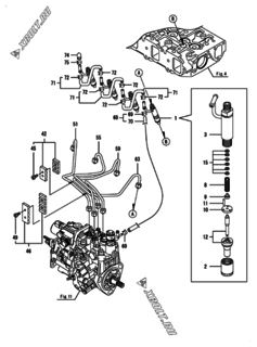  Двигатель Yanmar 4TNV88-BKCP, узел -  Форсунка 